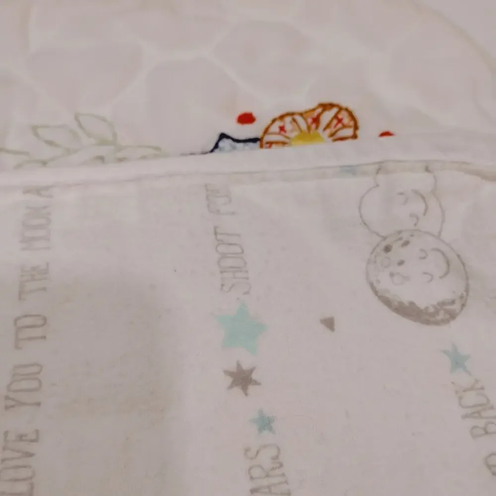 SWEET BABY CRIB BLANKET QUILT COVER EMBROIDERY TEDDYBEAR DUCK CARRIAGE 42.5